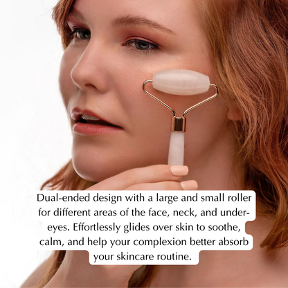 Rose Quartz Facial Roller – Dual-Ended Beauty Tool for Calming, Cooling & Skin Radiance
