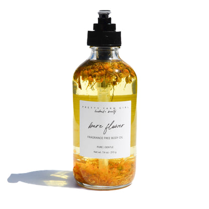 Bare Flower Natural Fragrance Free Body Oil - Best for Sensitive Skin